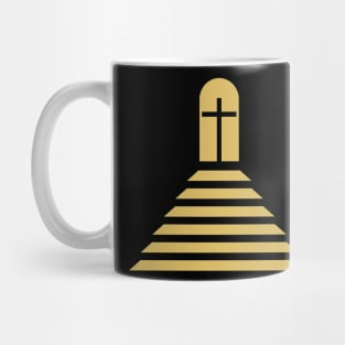 Stairs leading to the cross of Christ. Mug